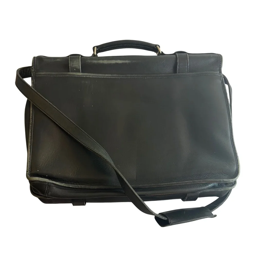 Flawed Gem! Coach Lexington Briefcase Blk Leather Messenger Bag A2S5325 Academia